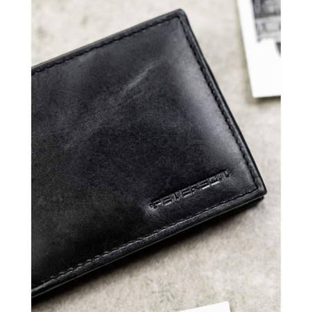 Schwarze Herren-Geldbörse aus Naturleder ohne äußeren Verschluss – Peterson