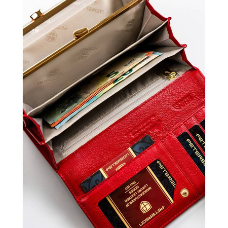 Geräumige rote Damen Geldbörse mit Animal-Prägung auf der Klappe – Peterson