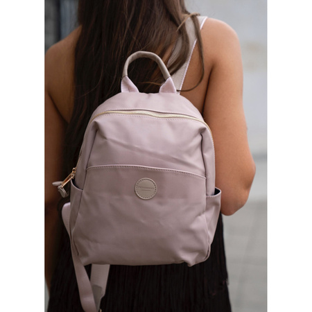 Kleiner Damen-Rucksack aus Nylon und Öko-Leder in Rosa – Peterson