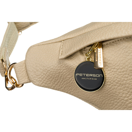 Beige Damen Gürteltasche aus Öko-Leder für Hüfte oder Schulter – Peterson