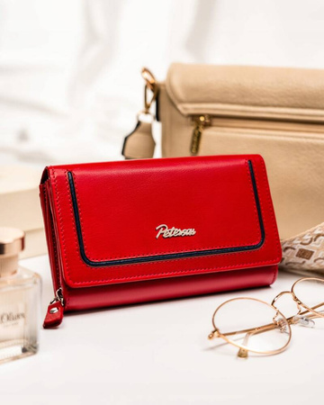 Große Damen Geldbörse aus Leder mit Druckknopf und Reißverschluss – Peterson