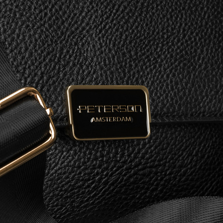 Schwarze Damen-Umhängetasche aus Öko-Leder mit Etui im Set – Peterson