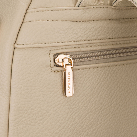 Eleganter Damen-Rucksack mit Seitentaschen aus Öko-Leder in Beige – Rovicky