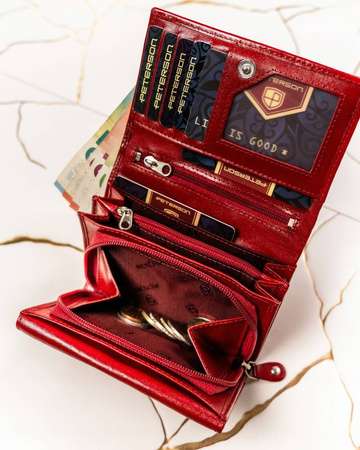 Geschenkset: große Damen Geldbörse und Schlüsselanhänger aus Leder – Peterson