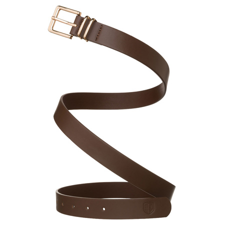 Schmaler Damen-Gürtel aus Öko-Leder in Khaki mit goldener Schnalle - Peterson