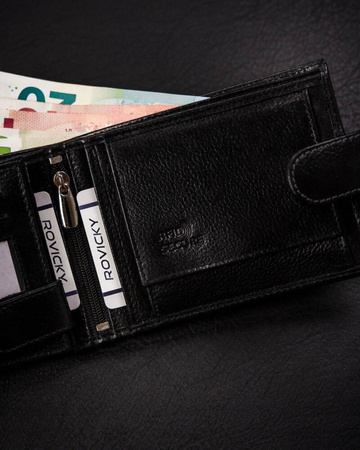 Große Herren Geldbörse aus Leder mit Druckknopf – Rovicky