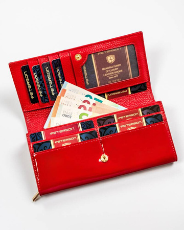 Damen Geldbörse aus Echtleder in sinnlichem Rot mit Schlangenhaut-Klappe – Peterson