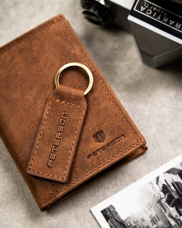 Geschenkset: Herren Geldbörse ohne Verschluss und Schlüsselanhänger – Peterson