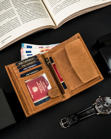 Elegante, vertikale Herren Geldbörse aus Leder – Peterson