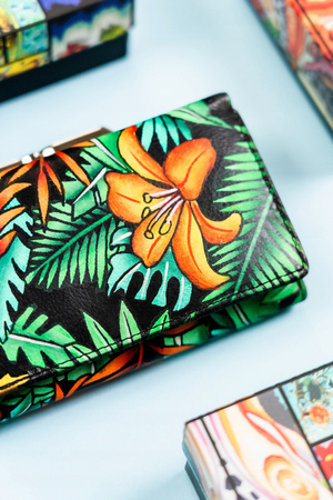 Große Damen Geldbörse mit Druckknopf aus echtem Leder – Rovicky