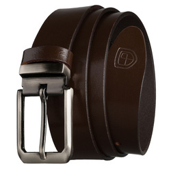 Aus Leder, eleganter Herren-Gürtel in Braun mit silberner, klassischer Schnalle - Peterson