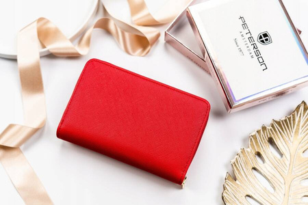 Elegante Damen-Geldbörse aus Öko-Leder mit Druckknopfverschluss – Peterson