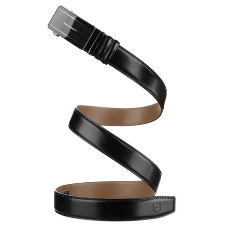 Schwarzer Herren-Gürtel mit automatischer Schnalle aus Leder – Peterson