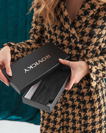 Gefütterte Damen Lederhandschuhe mit Schleife – Rovicky