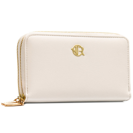 Große Damen-Geldbörse aus Öko-Leder in Weiß mit Reißverschluss - Rovicky
