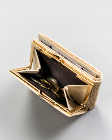 Elegante, kleine Damen-Geldbörse mit Bügelverschluss und Druckknopf – Milano Design