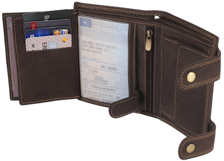 Attraktive Herren Geldbörse aus Leder mit Messingkette – Always Wild