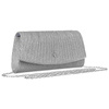 Glitzernde Damen Clutch in Silber mit Kettenträger – Rovicky