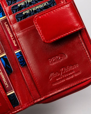 Große Damen Geldbörse aus Leder mit Druckknopf – Peterson