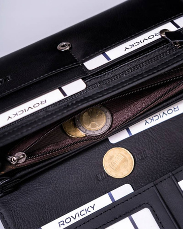 Große, horizontale Damen-Geldbörse mit Druckknopf – Rovicky