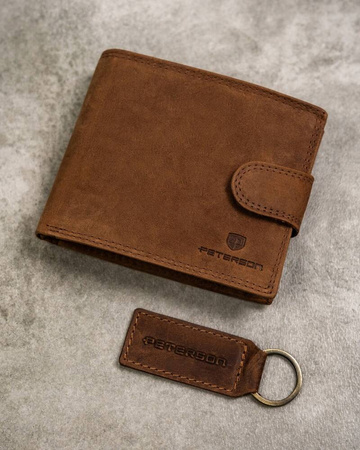 Geschenkset: Herren Geldbörse aus Leder und Schlüsselanhänger – Peterson