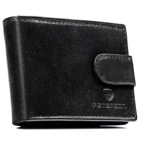 Schwarze Herren-Geldbörse aus Leder mit Druckknopfverschluss und RFID-System – Peterson