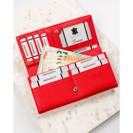 Damen Geldbörse aus Öko-Leder in Rot mit Druckknopf & Bügelverschluss – 4U Cavaldi