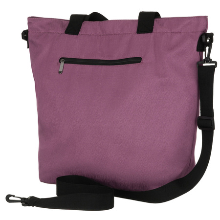 Damen-Shopper in violetter Farbe, einteilig und mit Reißverschluss geschlossen mit Außentasche - Rovicky