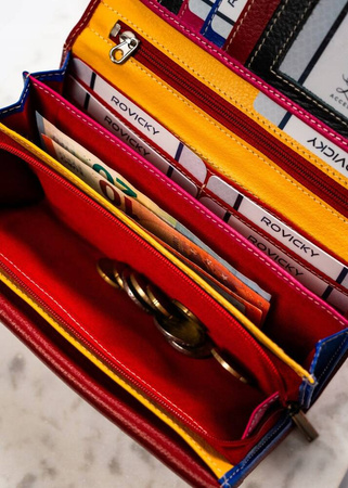 Große Damen Geldbörse aus Leder mit Druckknopf – Rovicky