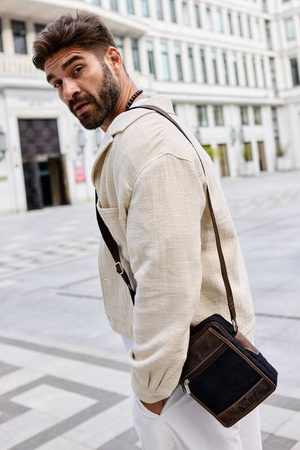 Herren Umhängetasche aus Stoff und echtem Leder – Always Wild