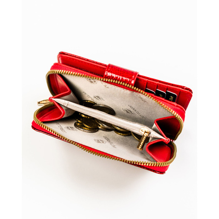 Große, rote Damen-Geldbörse aus Öko-Leder mit Krokodilhautmuster-Prägung - Peterson