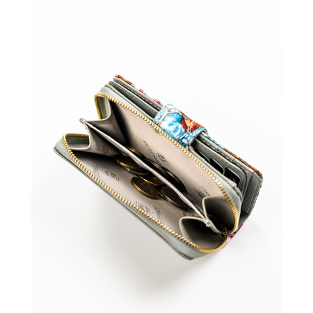 Mehrfarbige, vertikale Damen Geldbörse aus Leder mit Druckknopf und Reißverschluss – Peterson