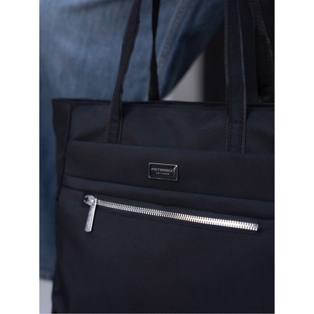 Praktische schwarze Damen Shopper Tasche für die Schulter – Peterson