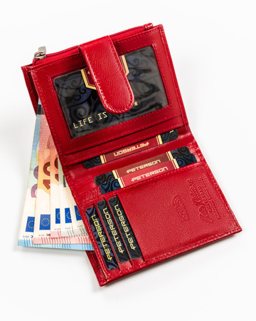 Damen Geldbörse aus Leder mit Druckknopf – Peterson