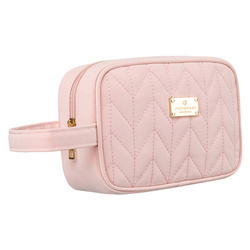 Rosa Reisekosmetiktasche aus Öko-Leder mit Handgriff – Peterson