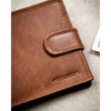 Braune Herren-Geldbörse aus Leder mit RFID-Schutz und Druckknopfverschluss - Peterson