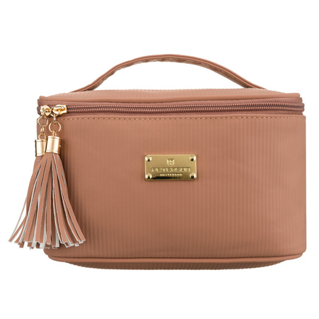 Praktische Kosmetiktasche aus synthetischem Stoff in Beige, einteilig – Peterson