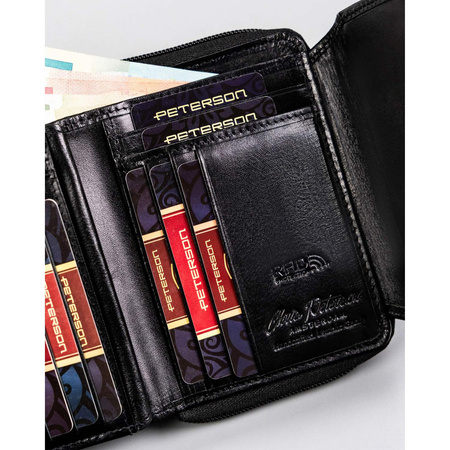 Damen Geldbörse in Schwarz mit RFID und Fach für Fahrzeugschein – Peterson