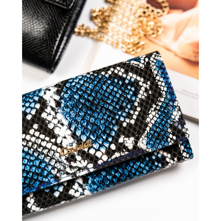 Horizontale Damen Geldbörse aus echtem und Öko-Leder mit Schlangenprägung – 4U Cavaldi