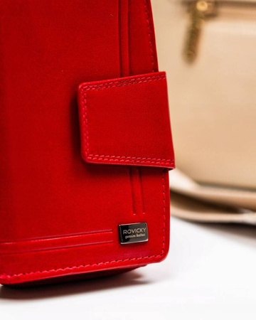 Damen Geldbörse aus Leder mit Reißverschluss und Druckknopf – Rovicky