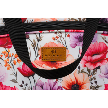 Mehrfarbige Reisetasche aus strapazierfähigem Polyester mit USB-Anschluss und Pflanzenmuster – Rovicky