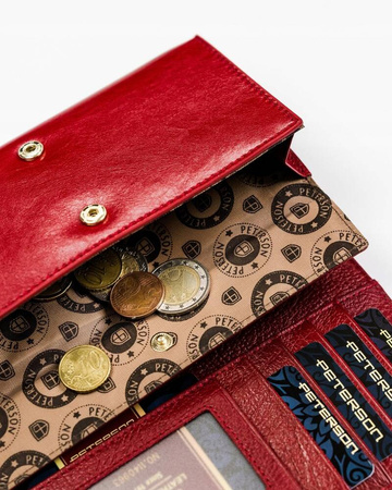 Rote Damen Geldbörse aus Leder mit Klappe – Peterson