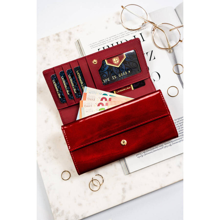 Modische Damen-Geldbörse rot aus Lackleder - Peterson