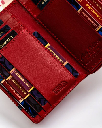 Elegante Damen Geldbörse aus Leder mit Druckknopf und Reißverschluss – Peterson