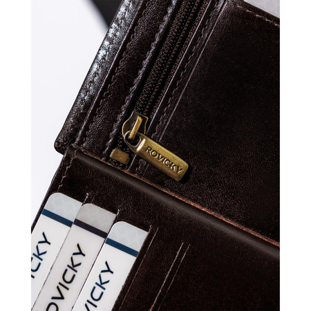 Herren Geldbörse für Dokumente mit RFID in Braun – Rovicky