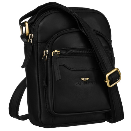 Schwarze Herren-Tasche aus Naturleder mit einer Herren-Geldbörse im Set – Peterson