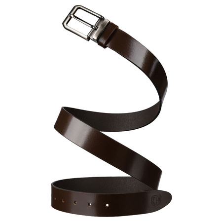 Aus Leder, eleganter Herren-Gürtel in Braun mit silberner, klassischer Schnalle - Peterson