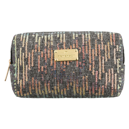 Schwarze Kosmetiktasche aus Polyester, verziert mit Pailletten, mit Reißverschluss – Peterson