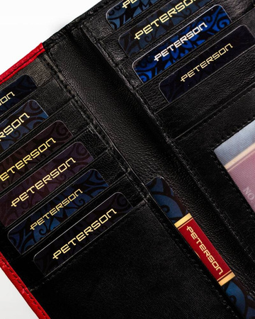 Geräumige Damen Geldbörse aus Leder mit Druckknopf und Reißverschluss – Peterson