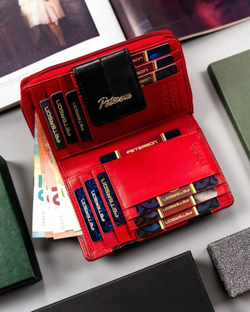 Damen Geldbörse aus Leder mit Druckknopf – Peterson